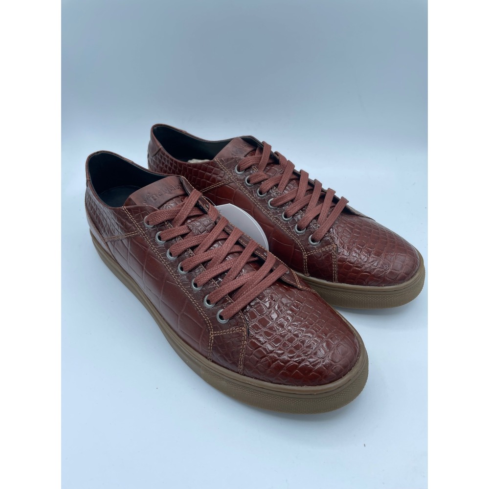 Belvedere Bernardo II‎ Mens Cognac Alligator Embossed Leather Sneakers 8.5 D